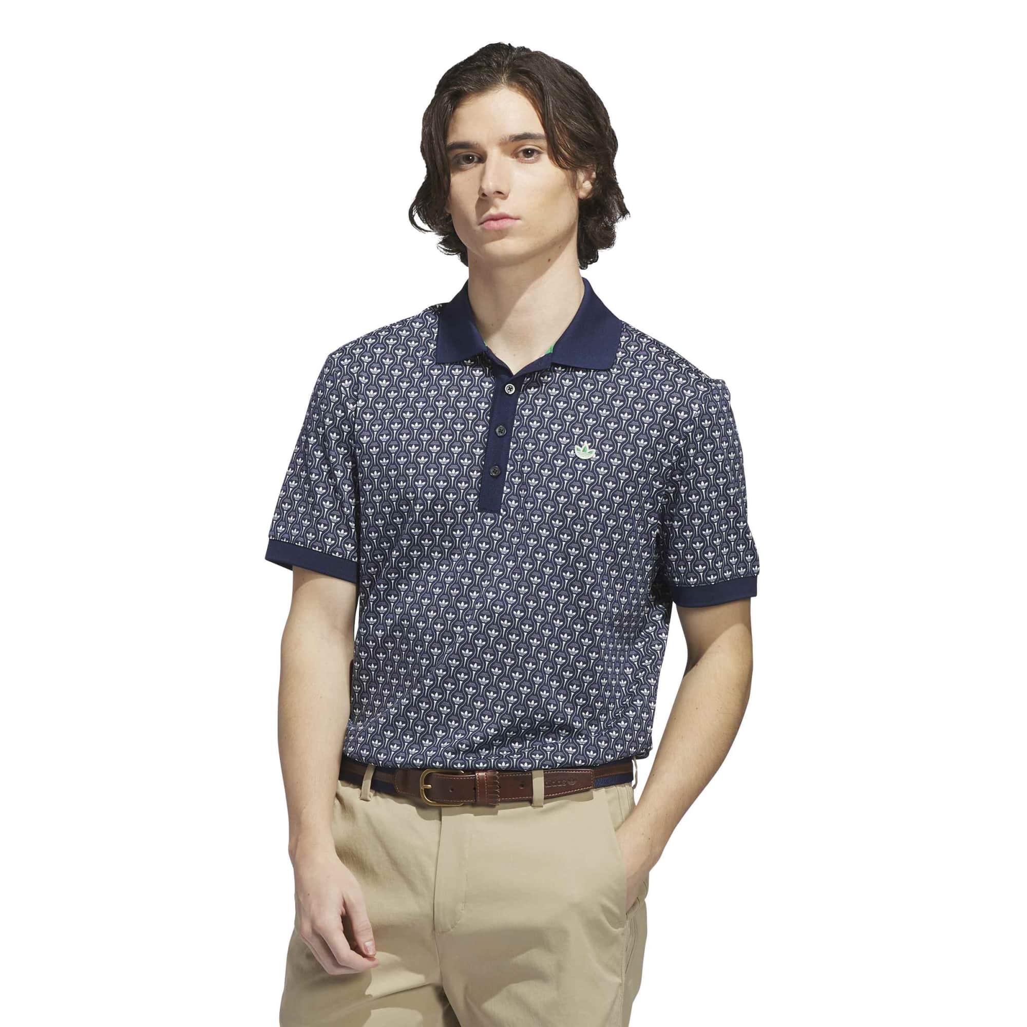 Adidas Golf Mens Originals All Over Trefoil Polo Shirt - Image 2