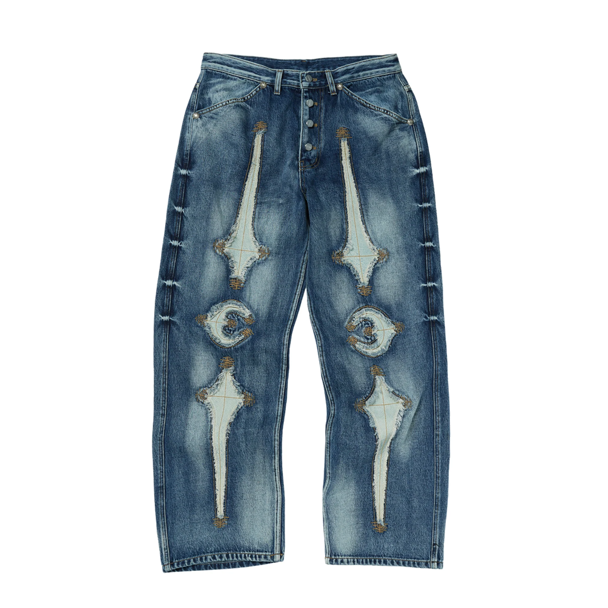 Thug Club Mens Bone Leather Denim Pants